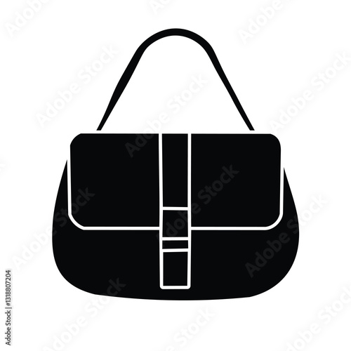 Shoulder bag silhouette, black sling bag silhouette, vector illustration design template elements