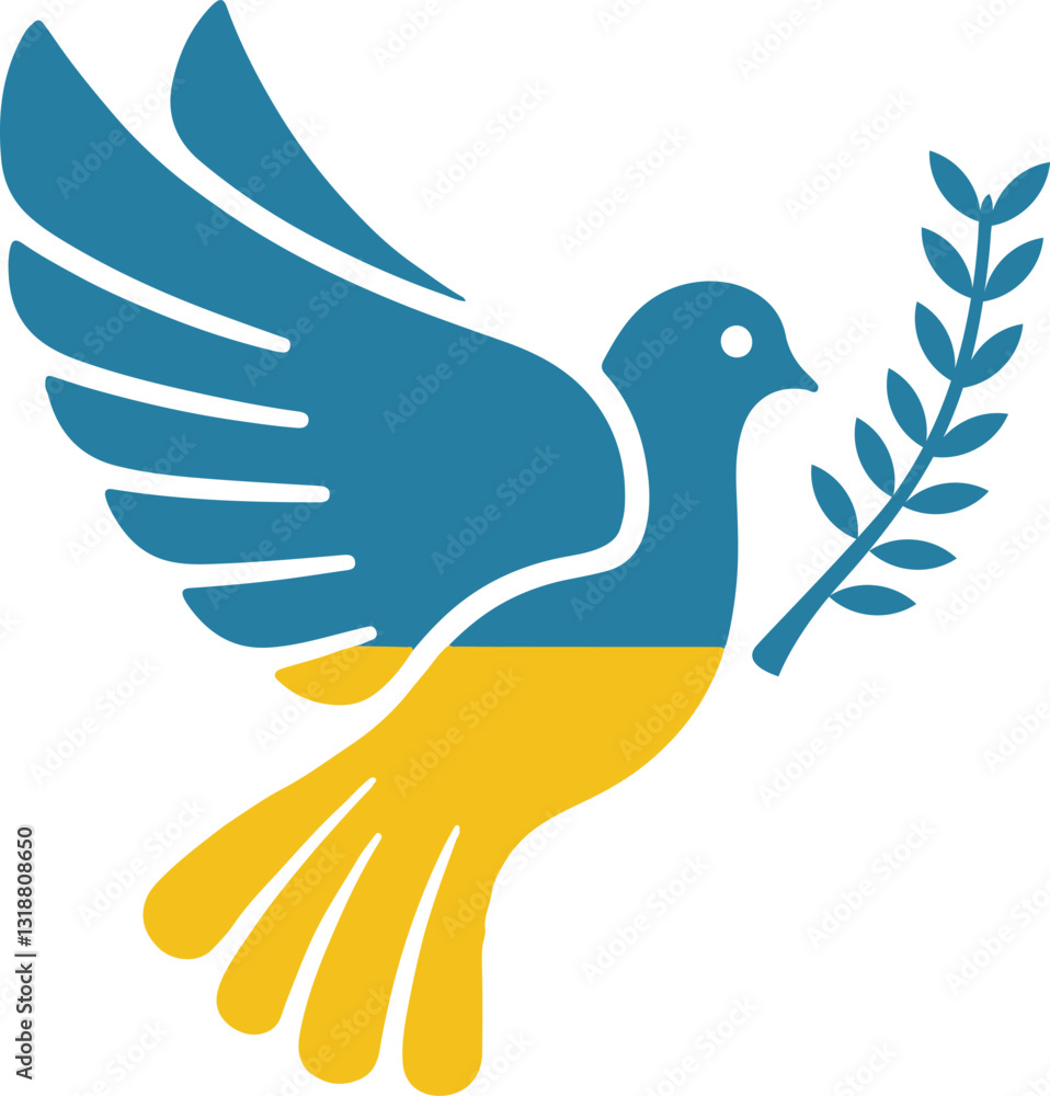 Obraz premium Peace Dove with Ukrainian Flag Colors – Symbol of Hope and Freedom