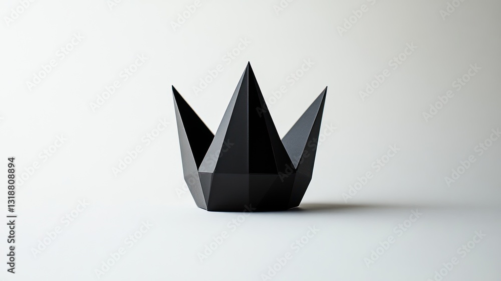 Black geometric crown on white background; minimalist design Black geometric crown on white background; minimalist design