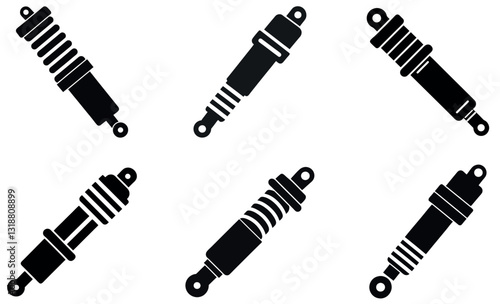 Simple, vector-style icons of various shock absorbers.