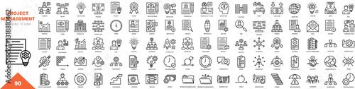 project management outline icon collection. Vector illustration