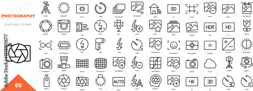 photography outline icon collection. Vector illustration