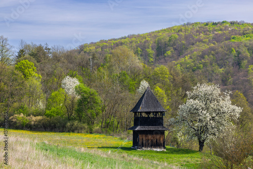 Obraz na płótnie Belfry near Church of St. Martin, Cerin, Polana, Slovakia w salonie