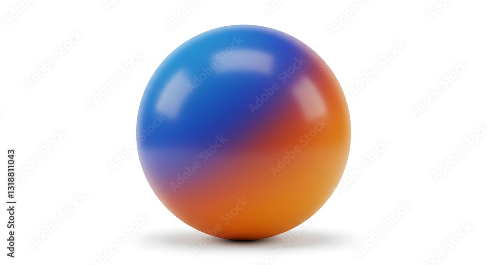 Fototapeta premium 青からオレンジへ滑らかに移ろいゆく球体 鮮やかなグラデーション. AI Generated