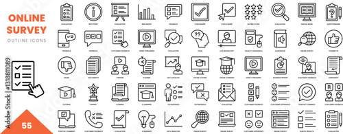 online survey outline icon collection. Vector illustration