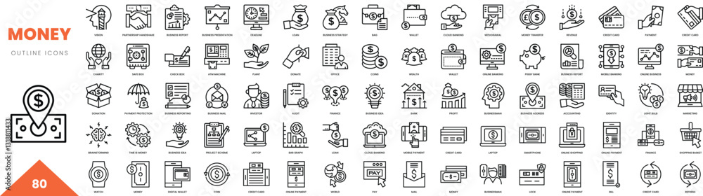 money outline icon collection. Vector illustration money outline icon collection. Vector illustration