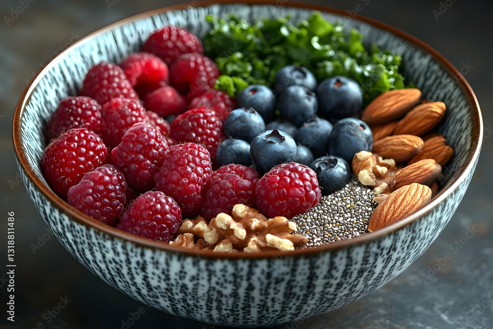 Colorful Healthy Fruit And Nut Bowl Colorful Healthy Fruit And Nut Bowl