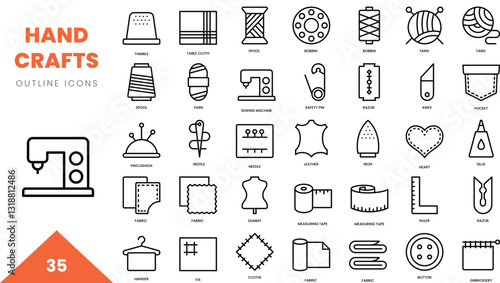 handcrafts outline icon collection. Vector illustration