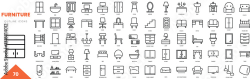 furniture outline icon collection. Vector illustration