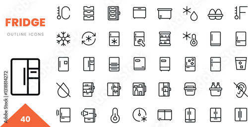 fridge outline icon collection. Vector illustration