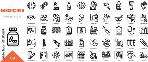medicine outline icon collection. Vector illustration