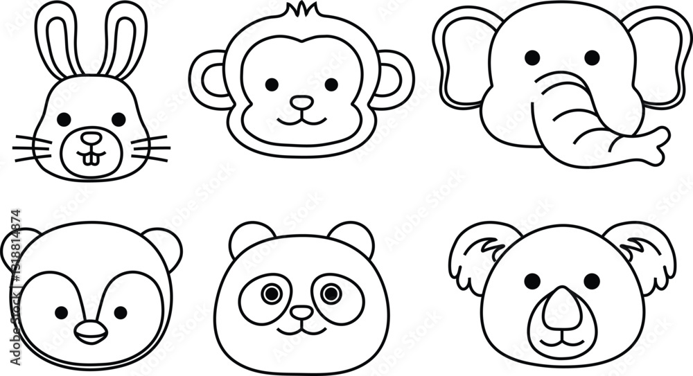 Fototapeta premium Cute Animal Faces - Fun and Friendly