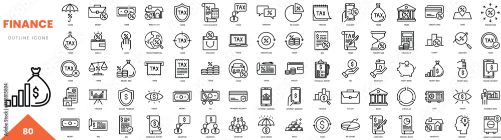 finance outline icon collection. Vector illustration finance outline icon collection. Vector illustration