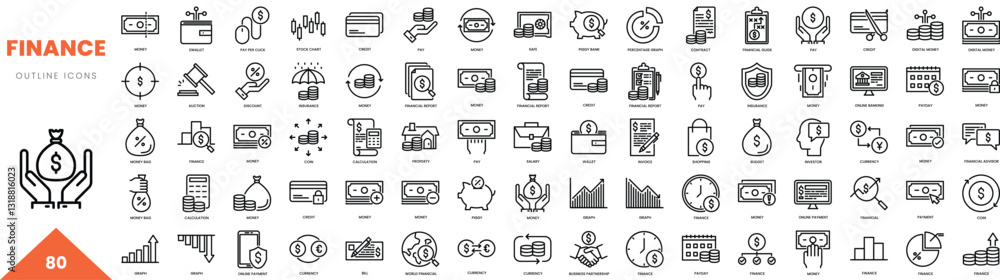 finance outline icon collection. Vector illustration finance outline icon collection. Vector illustration