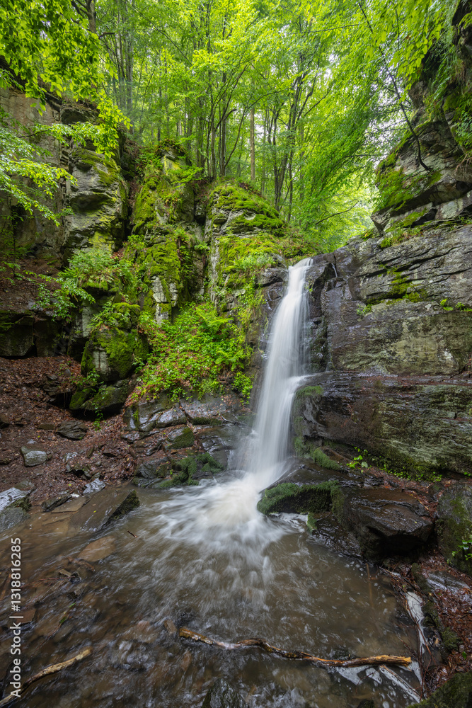 Starohutiansky waterfall near Nova Bana and Zarnovica, Pohronsky Inovec mountains, Slovakia
