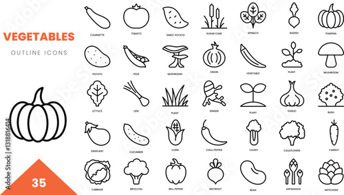 vegetables outline icon collection. Vector illustration