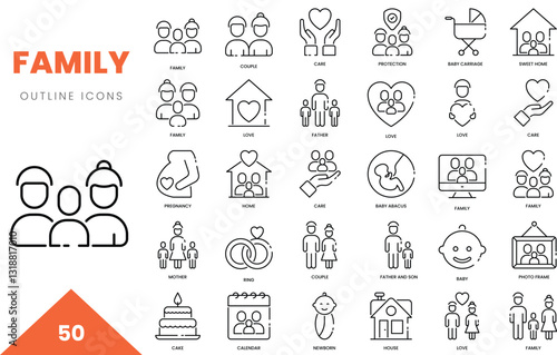 family outline icon collection. Vector illustration