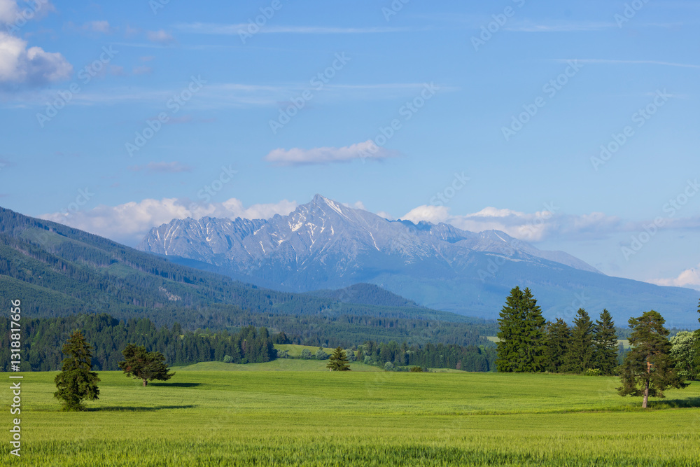 High Tatras with Krivan peak in spring time, Slovakia