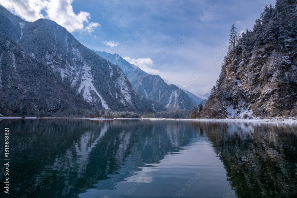 Bipenggou National Park in Sichuan China, is a natural reserve blessed with typical alpine views, including virgin forest, plateau lakes, glaciers, snow mountains, tinkling streams and waterfalls
