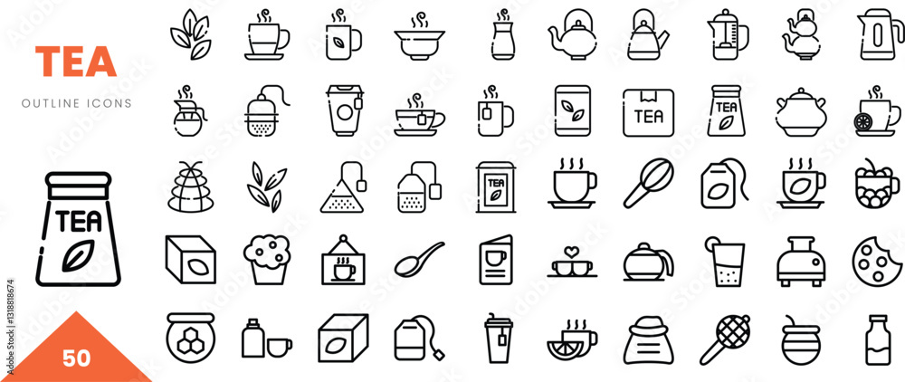 tea outline icon collection. Vector illustration tea outline icon collection. Vector illustration