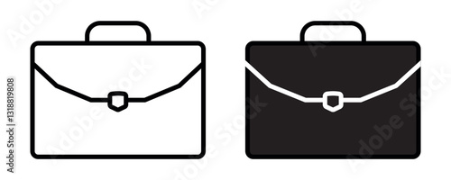 A simple, thin portfolio icon. Isolated on a white background, the briefcase icon is a simple pictogram. A set of portfolio icons. Business portfolio, career, profession icon. EPS 10. Vector illustrat