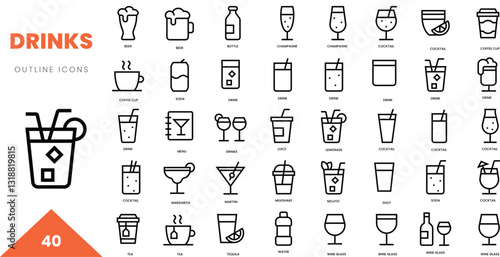 drinks outline icon collection. Vector illustration