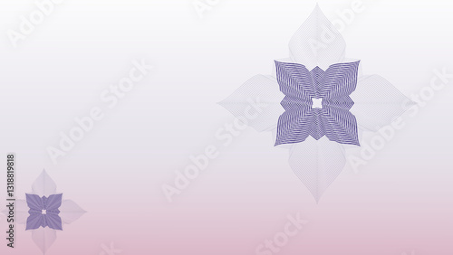 vector illustration of an abstract flower, Pink and purple leaves arranged in a pattern, geometric floral-like patterns on a gradient background.