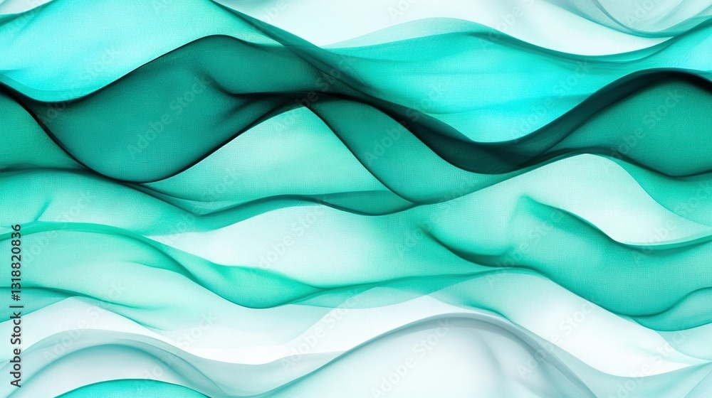 Fototapeta premium A close-up of a blue-green liquid wave on a white background with a black-white object centered