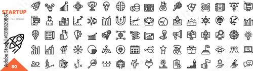 startup outline icon collection. Vector illustration