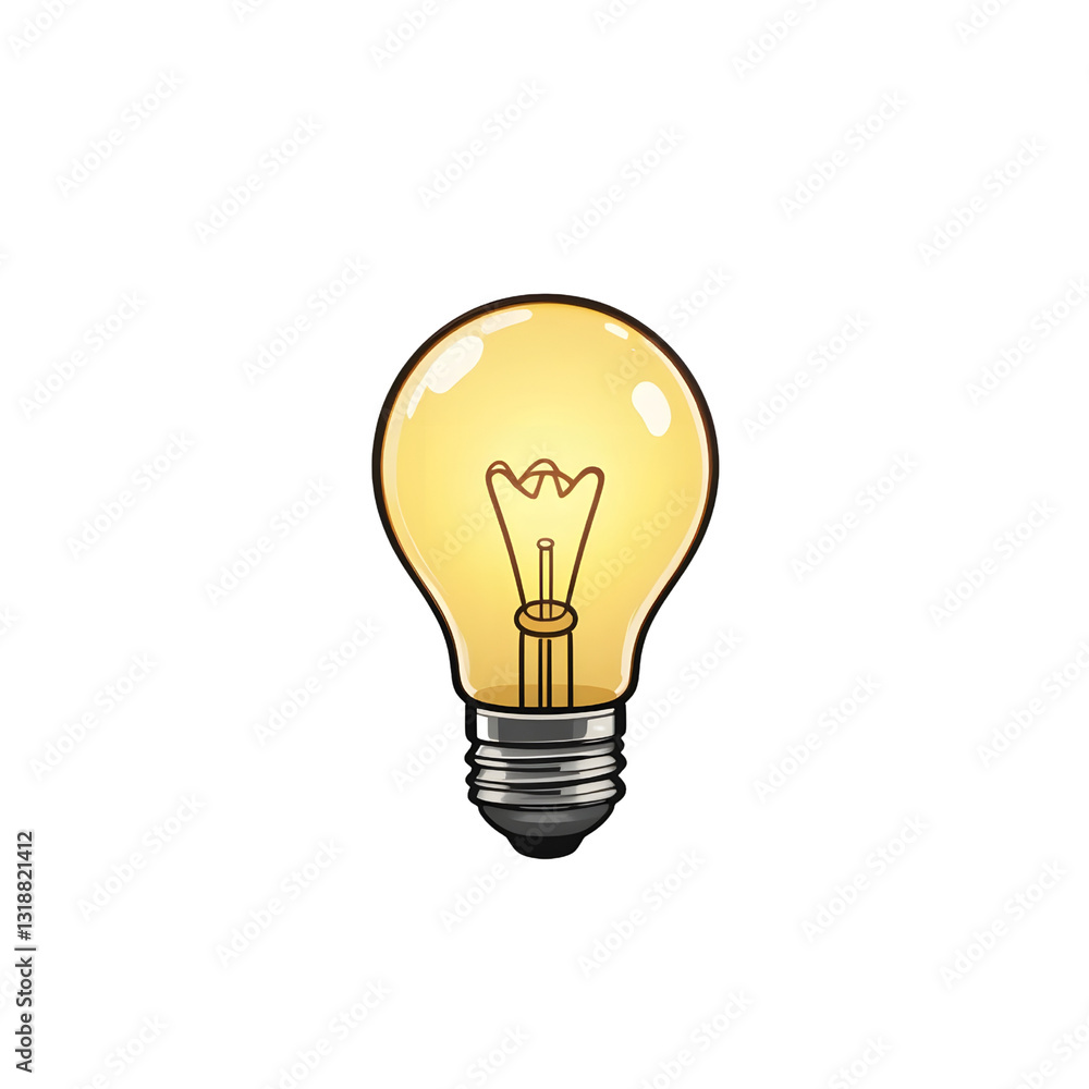 Simple Light Bulb with Bright Yellow Glow – Transparent Cutout Simple Light Bulb with Bright Yellow Glow – Transparent Cutout