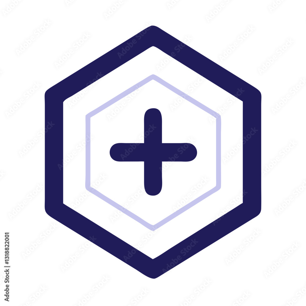 Obraz premium Medical cross inside hexagonal frame