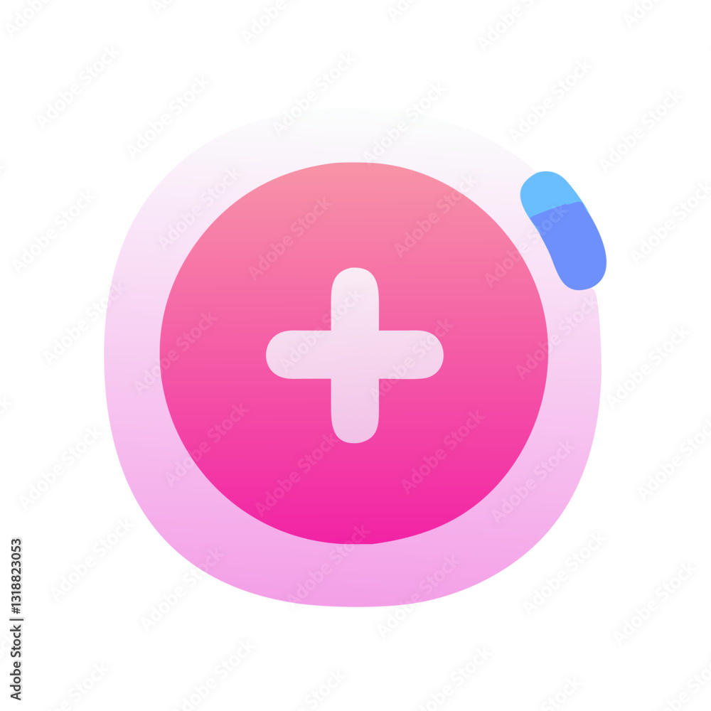Fototapeta premium Pink glossy plus symbol in gradient circle