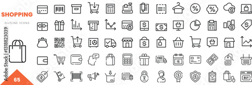 shopping outline icon collection. Vector illustration