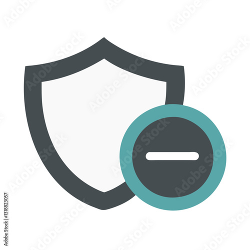 Shield with minus symbol security icon