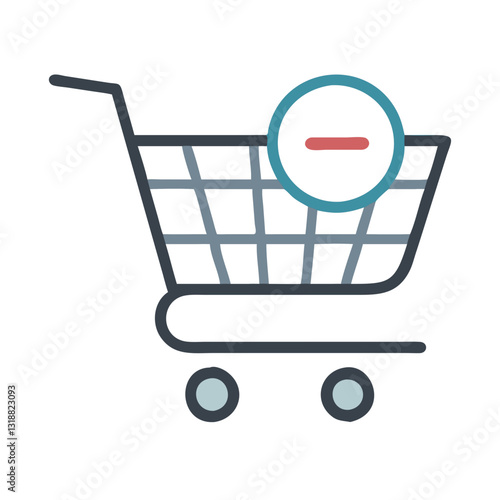 Shopping cart with minus icon checkout concept