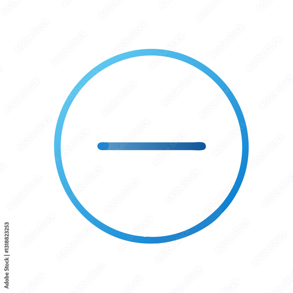 Blue outlined minus icon with gradient effect Blue outlined minus icon with gradient effect