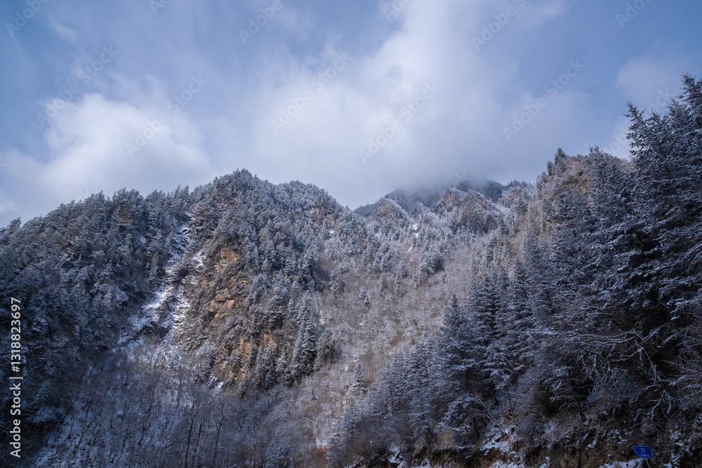 Bipenggou National Park in Sichuan China, is a natural reserve blessed with typical alpine views, including virgin forest, plateau lakes, glaciers, snow mountains, tinkling streams and waterfalls