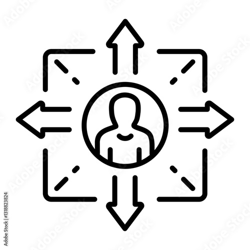 A line style icon depicting segmented targeting 