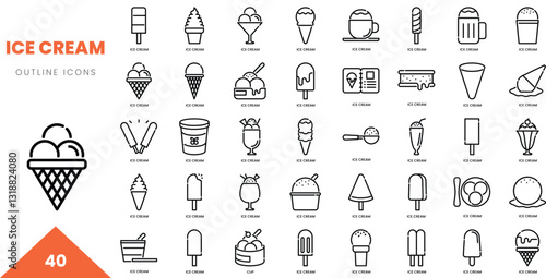 ice cream outline icon collection. Vector illustration