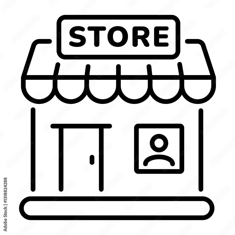 A line style icon of shopping store architecture A line style icon of shopping store architecture