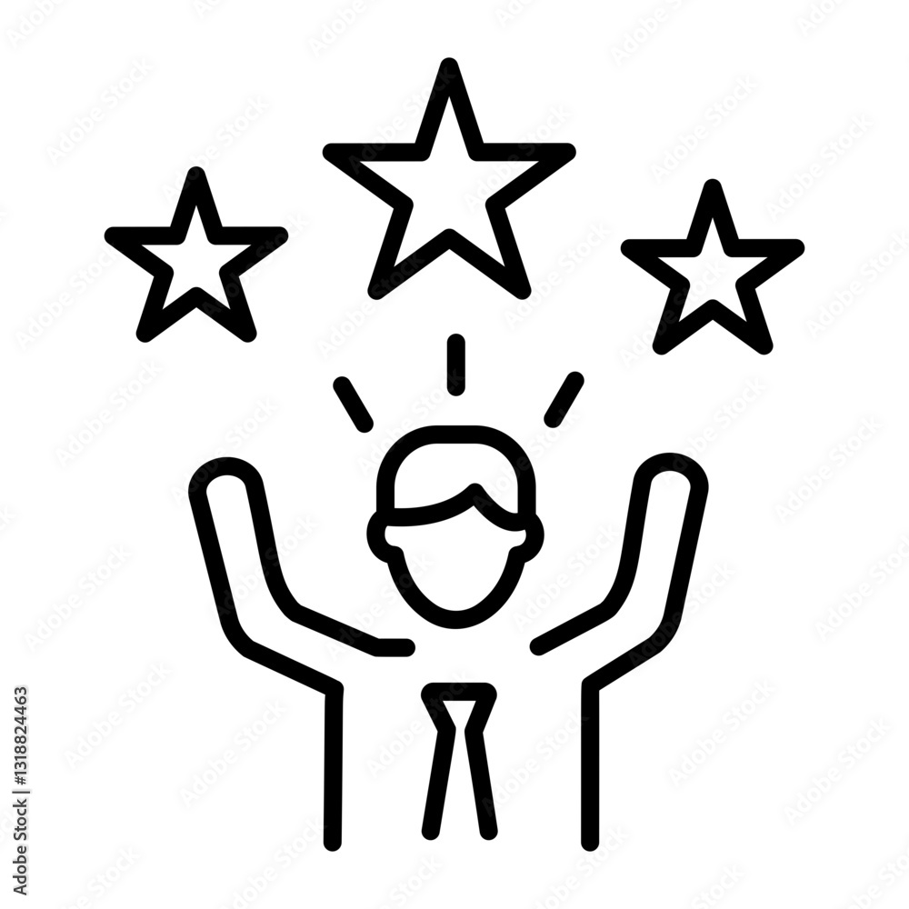 A line style icon of a character depicting seller ratings A line style icon of a character depicting seller ratings
