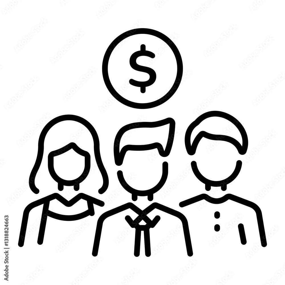 Business sales team icon in linear style Business sales team icon in linear style