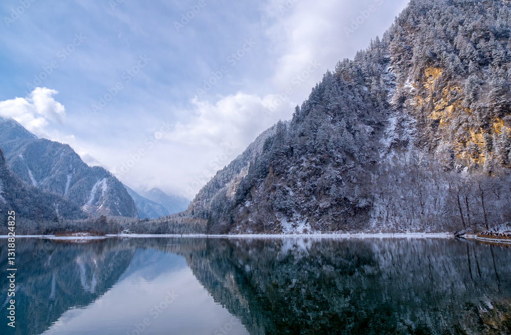 Bipenggou National Park in Sichuan China, is a natural reserve blessed with typical alpine views, including virgin forest, plateau lakes, glaciers, snow mountains, tinkling streams and waterfalls