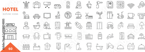 hotel outline icon collection. Vector illustration