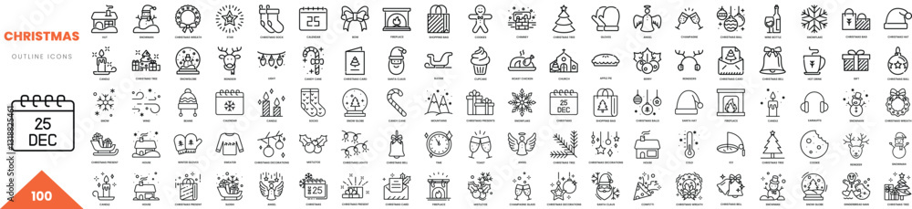 christmas outline icon collection. Vector illustration christmas outline icon collection. Vector illustration