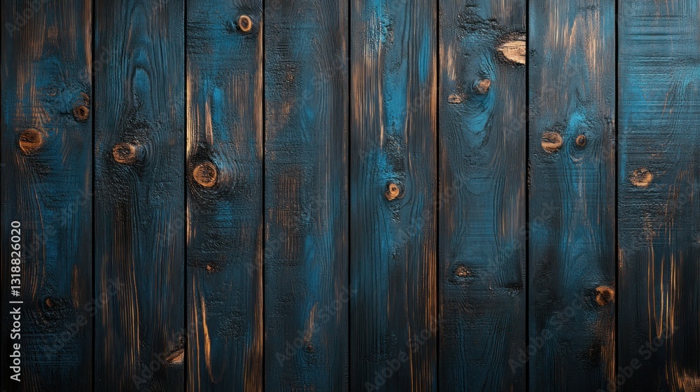 Naklejka premium Dark blue painted wood plank background texture