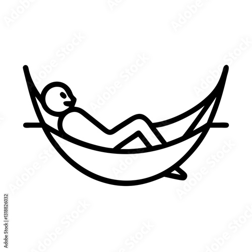 Person relaxing in a hammock in minimalist style, leisure and comfort concept