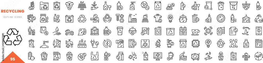 recycling outline icon collection. Vector illustration recycling outline icon collection. Vector illustration