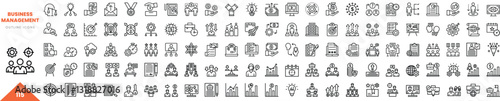 business management outline icon collection. Vector illustration