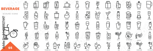 beverage outline icon collection. Vector illustration
